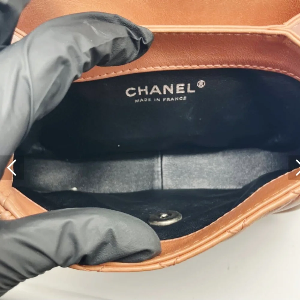 Chanel Peach Quilted Top Handle Flap Bag